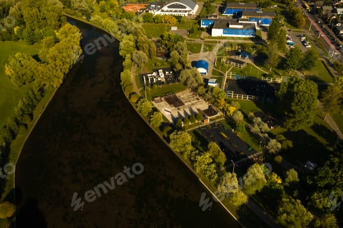 Preview: Bird's-eye view, urban landscape of Minsk, Belarus. Summer season, sunset time