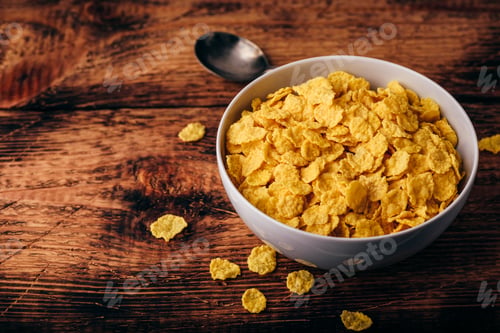 Preview: White bowl of corn flakes