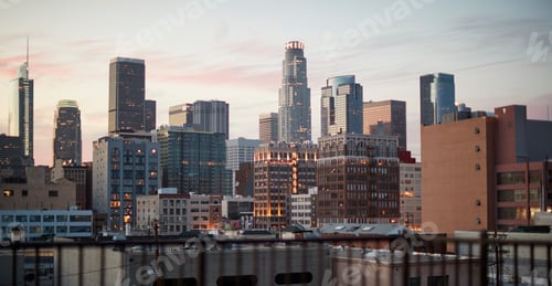 Preview: View Of Los Angeles Skyline At Sunset