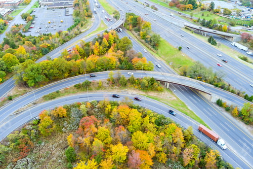 Preview: This is a view from an of American freeway I-95 NJ Turnpike with heavy traffic moving quickly