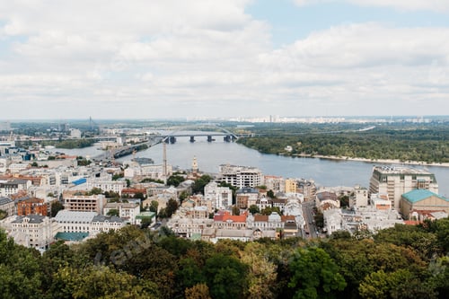 Preview: landscape of the city of kiev from a high point in the frame of the river
