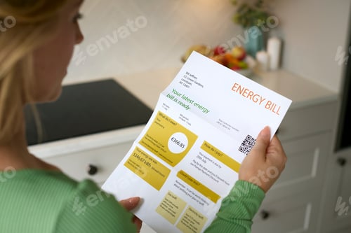 Preview: Close Up Of Woman Opening Euro Energy Bill During Cost Of Living Crisis