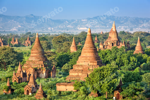 Preview: Bagan, Myanmar ancient temple ruins landscape in the archaeologi