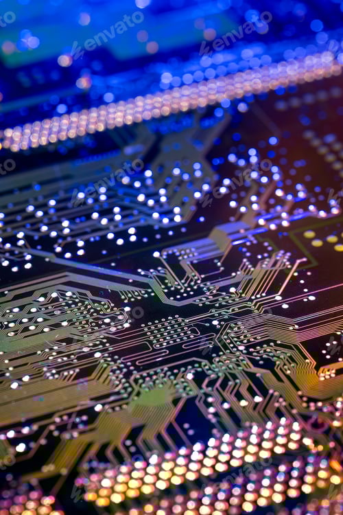 Preview: Background with a printed circuit board. The concept of modern technologies.