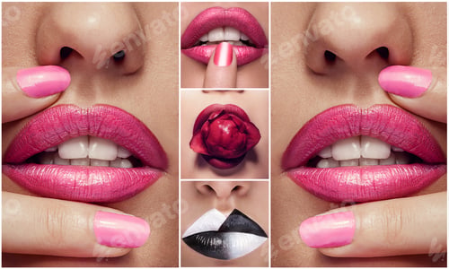 Preview: Collage of lips in close up photos
