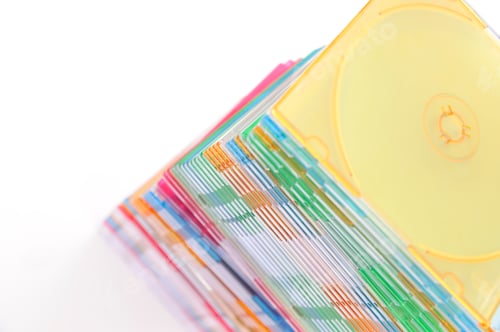 Preview: Stack of disks isolated on white background