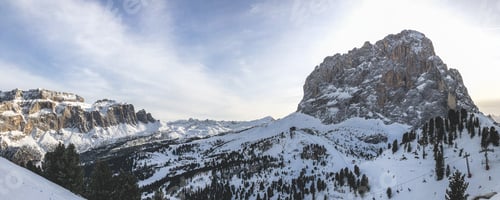 Preview: Panoramic shot of snowy mountains Sassopiatto Dolomites Italy