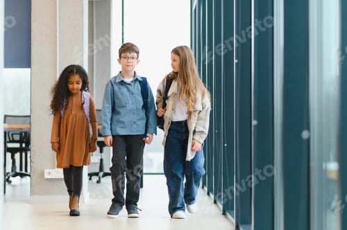 Preview: cheerful elementary school students. Back to school