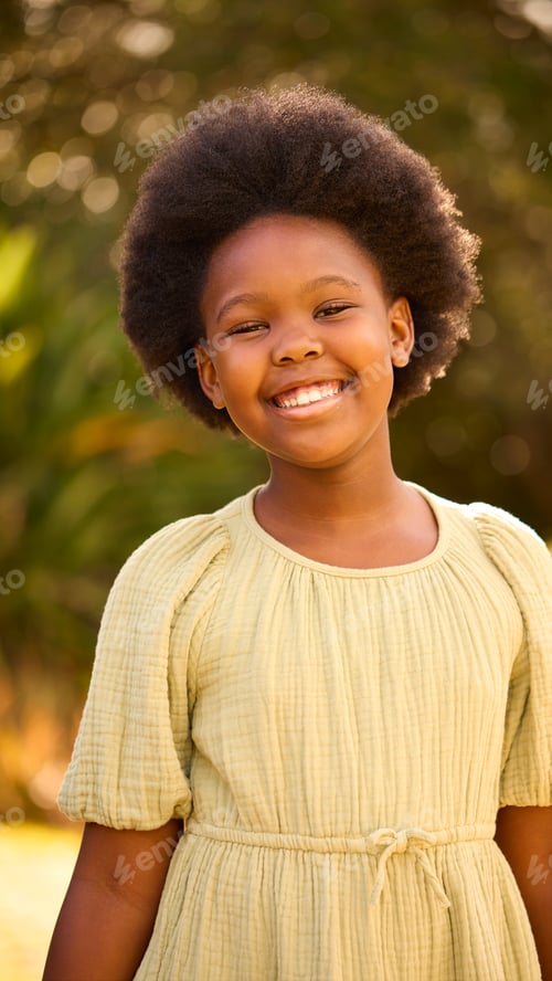 Preview: Smiling And Laughing Young Girl Outdoors In Countryside Or Garden
