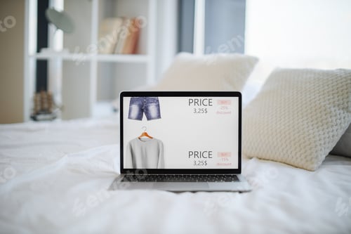 Preview: Wireless laptop online apparel shop on screen