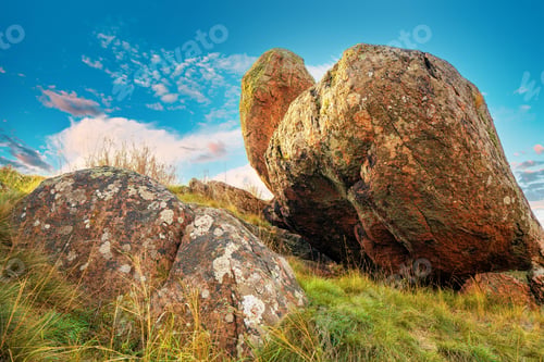 Preview: Huge deposits of stone minerals in a clearing bathed in warm sun