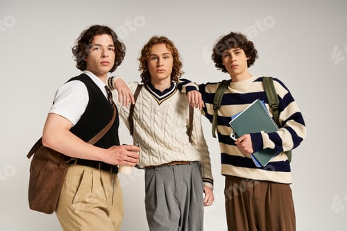 Preview: Stylish young friends share a moment of camaraderie in a trendy indoor setting