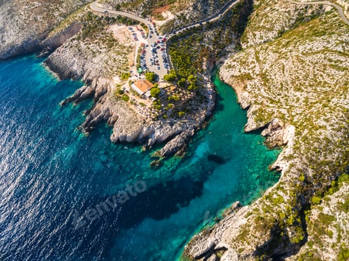 Preview: Aerial view of Porto limnionas beach in Zakynthos (Zante) islan