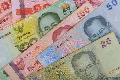 Preview: Close up of thailand currency, thai baht with the images of Thailand King.