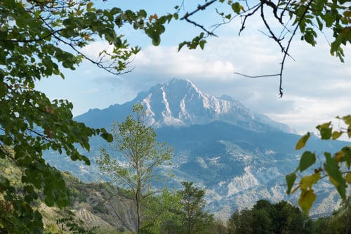Preview: Nice breathtaking scenic panoramic view at green mountains landscape