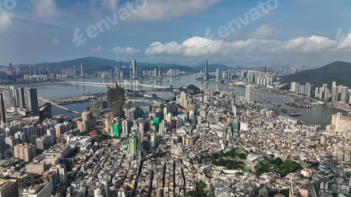 Preview: Aerial View of City and River in Macao