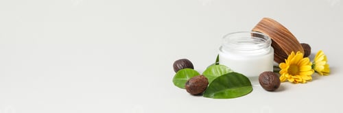 Preview: Concept of skin care cosmetics, Shea butter, space for text