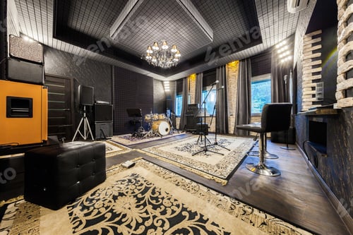 Preview: the interior of the professional recording studio with musical i