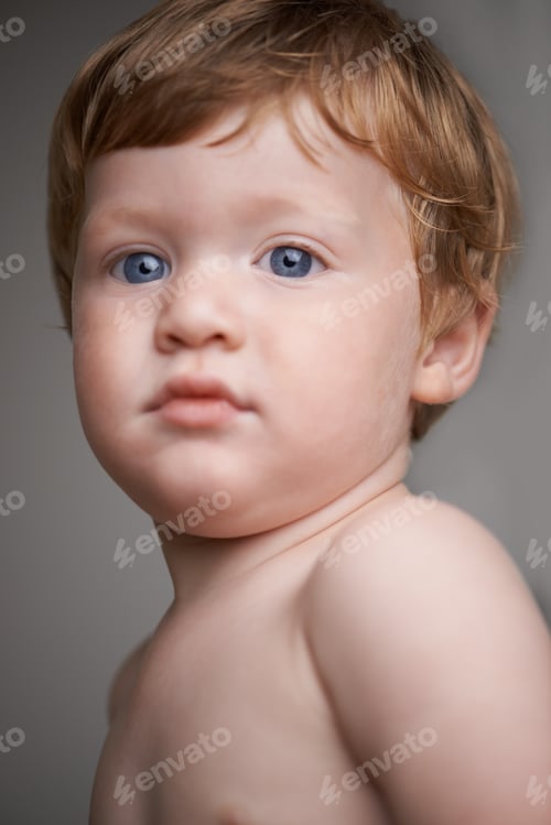 Preview: Childhood innocence. Cropped head and shoulders portrait of a cute little toddler.