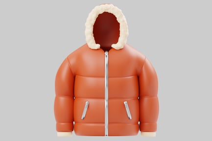 Preview: Orange puffer jacket with a hood