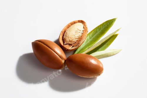 Preview: Argan nuts and leaves from Argan tree, Argania spinosa