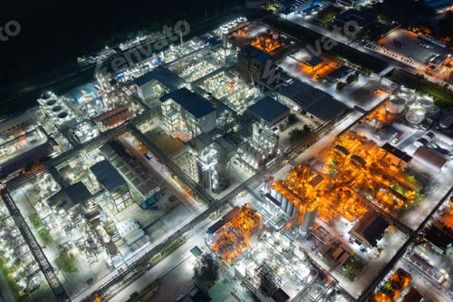 Preview: Aerial view of petrochemical oil refinery and sea in industrial engineering concept in Bangna