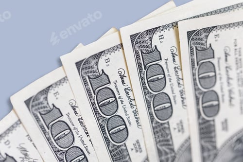 Preview: Close up of hundred dollar bill with Narrow Depth of Field. 100 dollar bill. financial concept