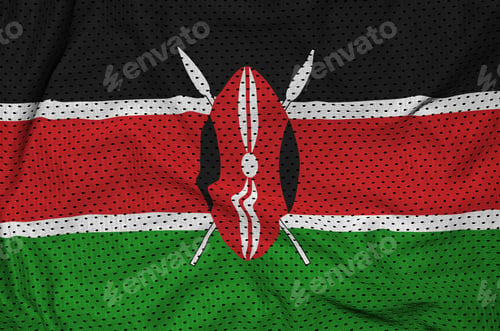 Preview: Kenya flag printed on a polyester nylon sportswear mesh fabric with some folds