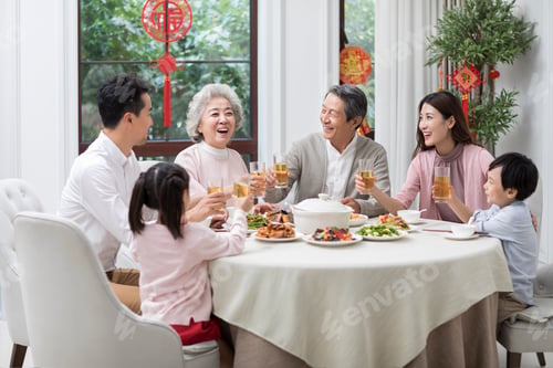 Preview: Happy family having Chinese New Year dinner