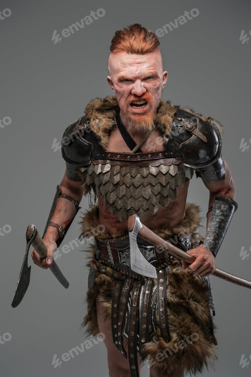Preview: Furious viking with red hairs in combat stance