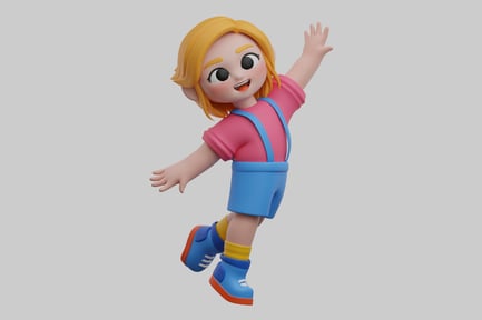 Preview: Cartoon girl waving hello