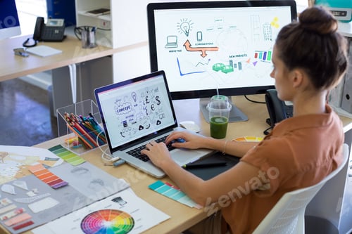 Preview: Female executive working over laptop at her desk
