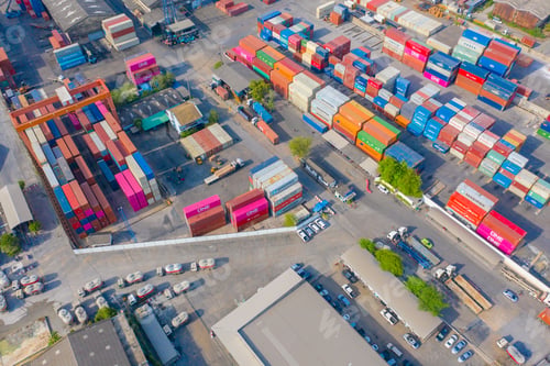 Preview: Shipping container site loading in logistic port warehouse storage business import and export goods