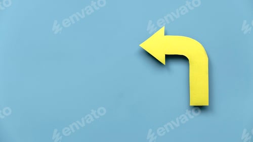 Preview: Yellow arrow pathway sign. Future life with direction symbol. Business success concept.
