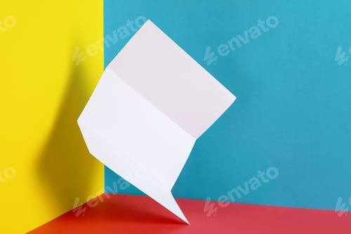 Preview: Empty flyer on color background. Mockup for design