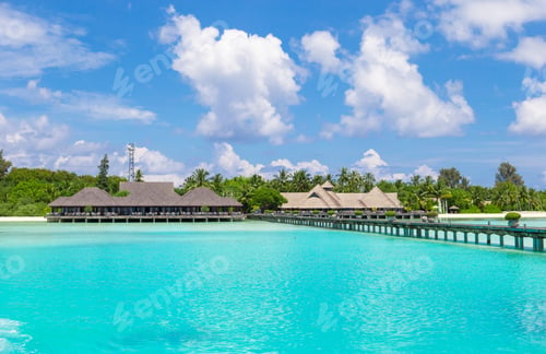 Preview: Landscape of stunning tropical beach at Maldives