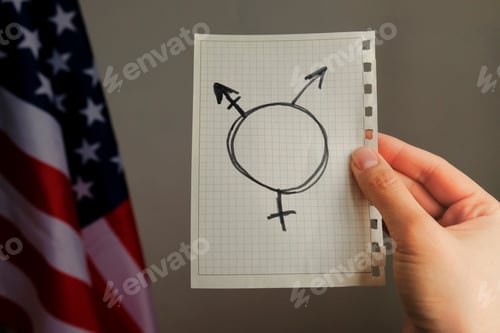 Vista previa: Transgender symbol on a black background close-up