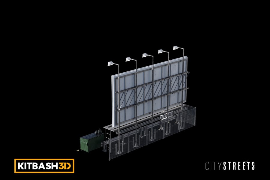 Kitbash: City Streets - Billboard 3D, Incl. billboard & city - Envato