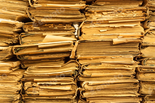 Preview: Pile of old books in the library