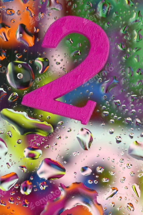 Preview: Number two on abstract colorful drops background