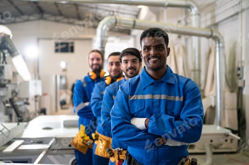 Preview: Colleagues working at furniture factory