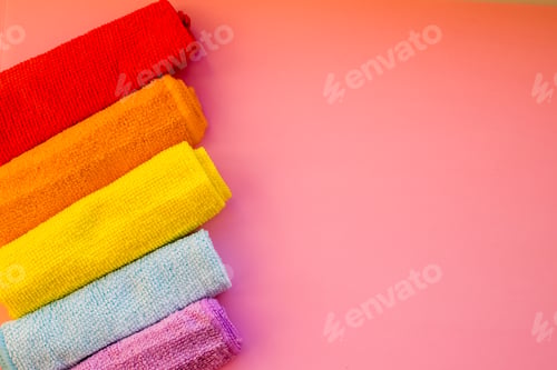 Preview: Microfiber cloth for housework or car cleaning.Cleaning towels microfiber cloth isolated against