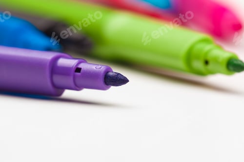 Preview: Colored markers isolated on white background