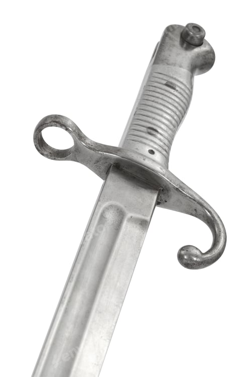 Preview: Bayonet to the rifle, isolated on a white background, with clipping path