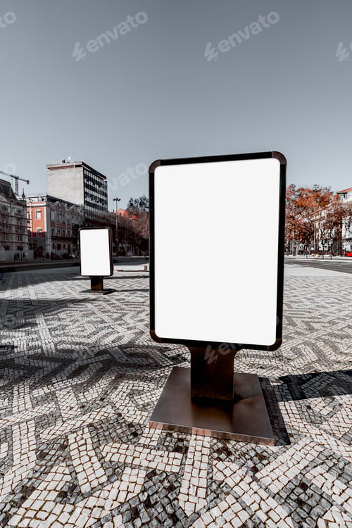 Preview: Blank billboards in urban square