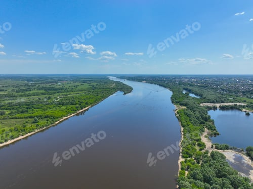 Preview: Aerial view of the Oka River with the city of Murom