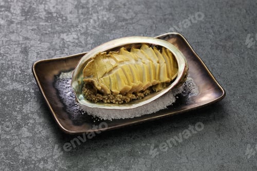 Preview: steamed abalone with sake, japanese cuisine