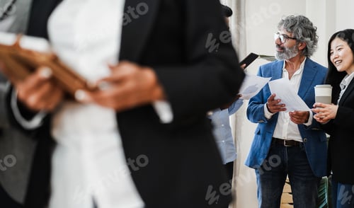 Preview: Multiracial business people working inside modern office - Focus on asian woman face