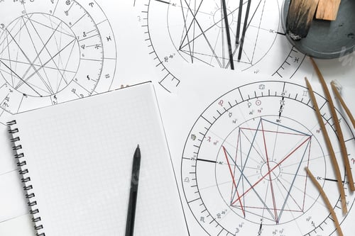 Preview: Astrology. Astrologer calculates natal chart and makes a forecast of fate Tarot cards, Fortune telli