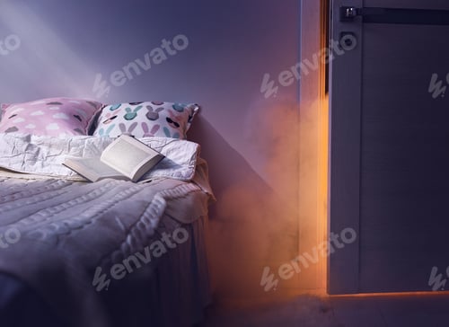Preview: Open Book on Bed With Open Door